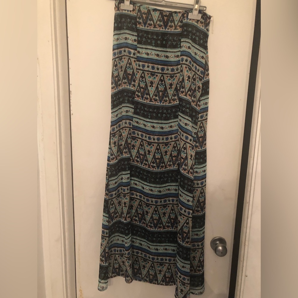 Sheer patterned maxi skirt